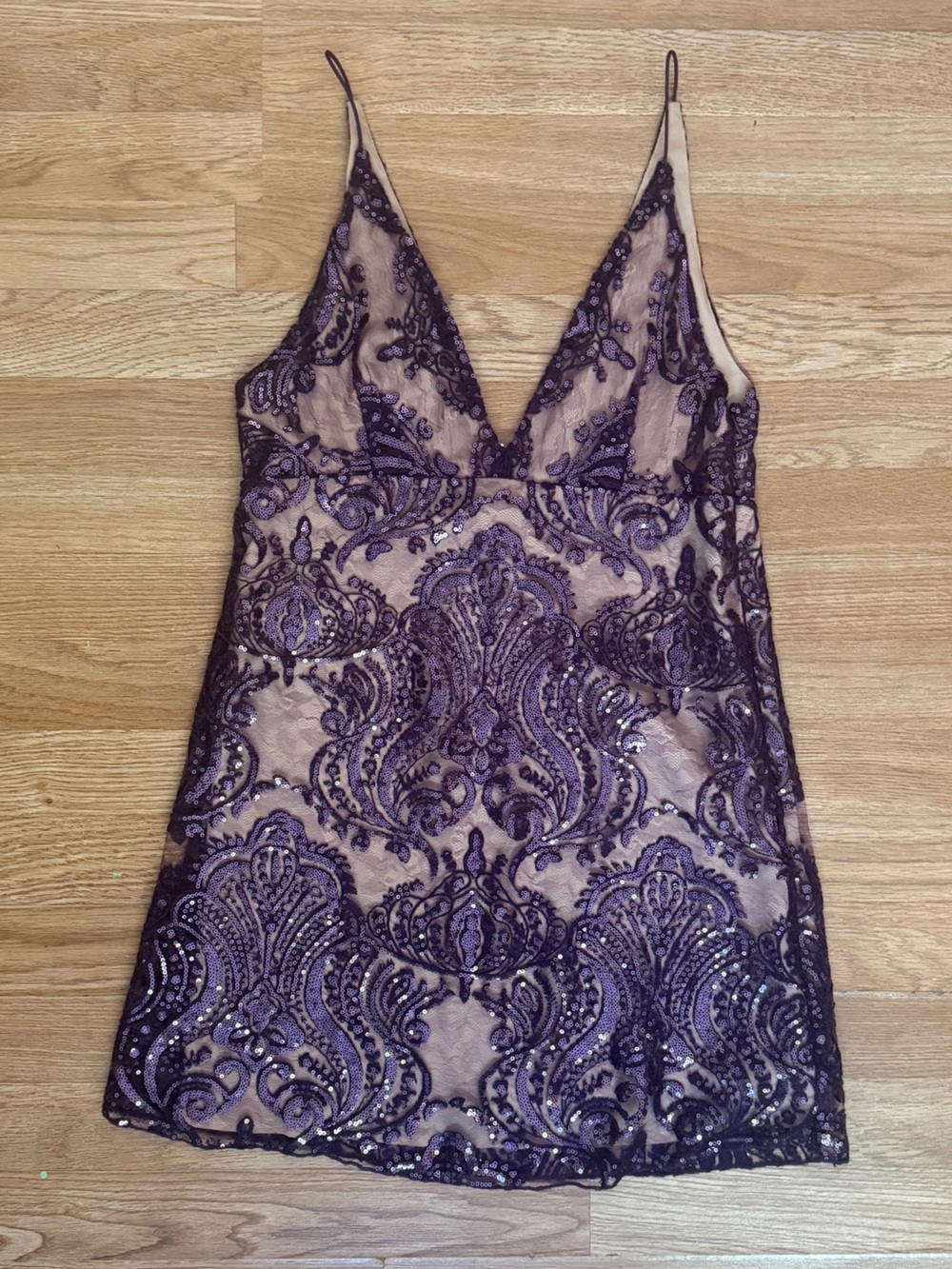 Free People Night Shimmers Sequin Lace Mini Dress